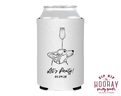 Corgi Champagne Sketch Foam Can Coolers