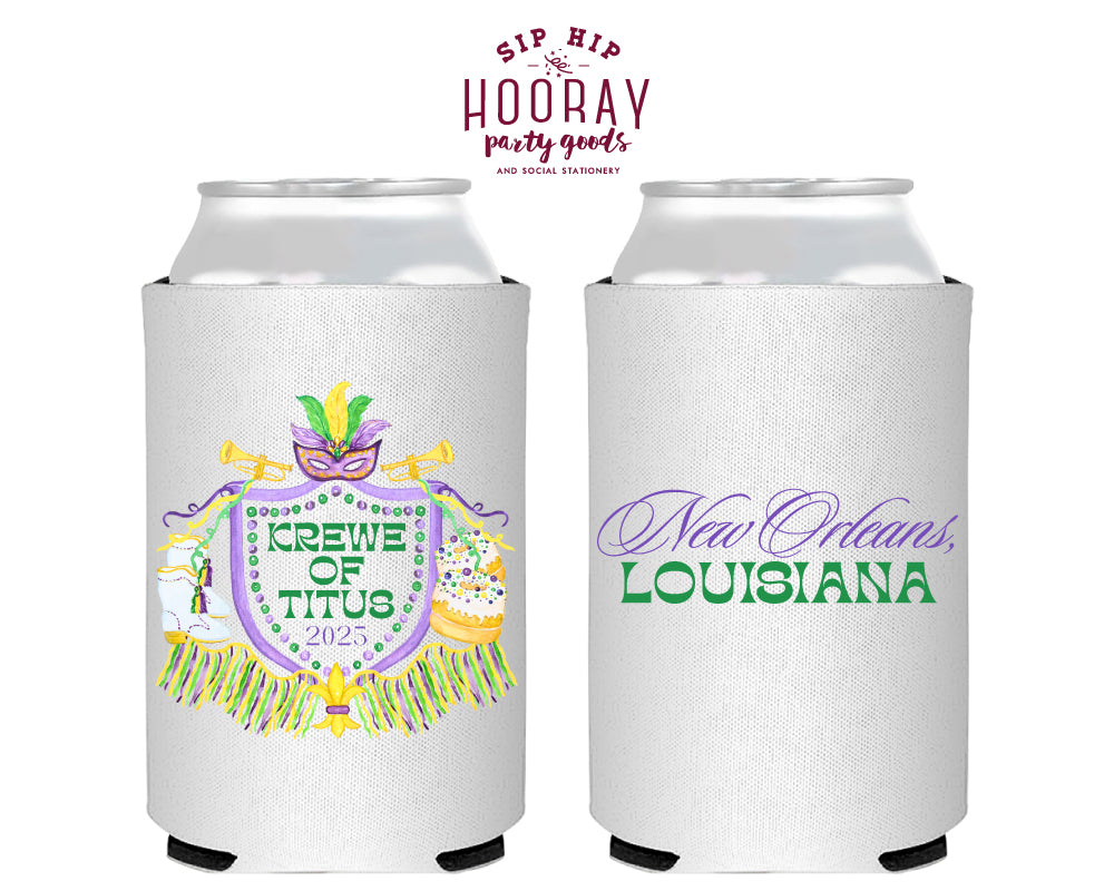Mardi Gras Bachelor Krewe Full Color Can Coolers