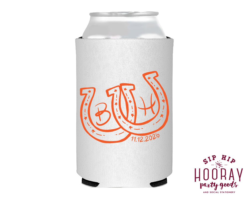Custom Horseshoe Initials Neoprene Can Coolers