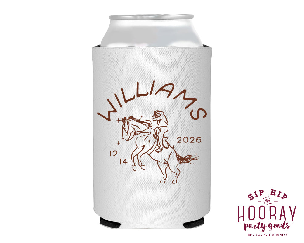 Bucking Bronco Last Name Neoprene Can Coolers