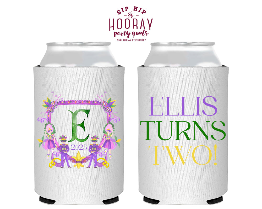 Mardi Gras 2nd Birthday Full Color Can Coolers