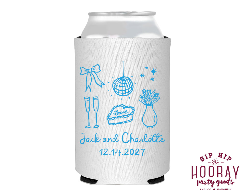 Wedding Reception Icons Neoprene Can Coolers
