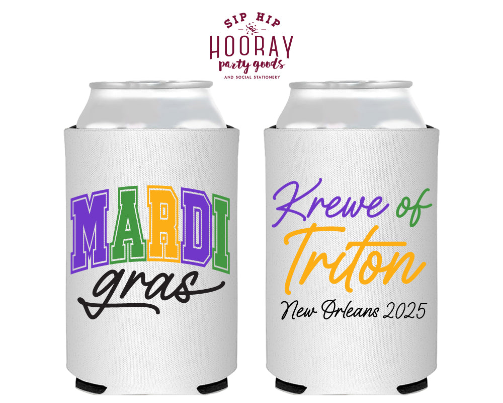 Custom Mardi Gras Krewe Full Color Can Coolers