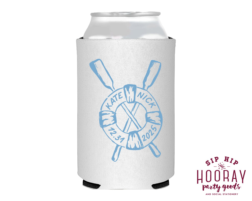 Custom Nautical Wedding Foam Can Coolers