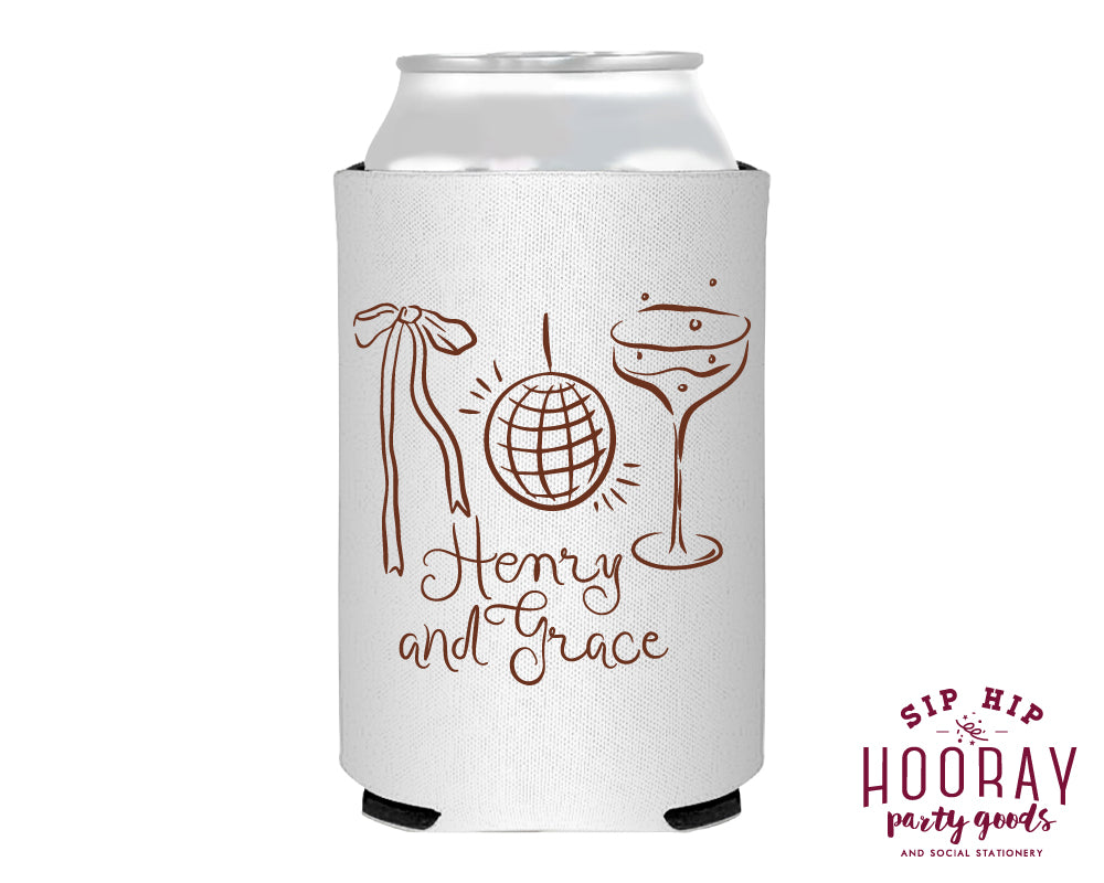Hand Drawn Wedding Icons Neoprene Can Coolers