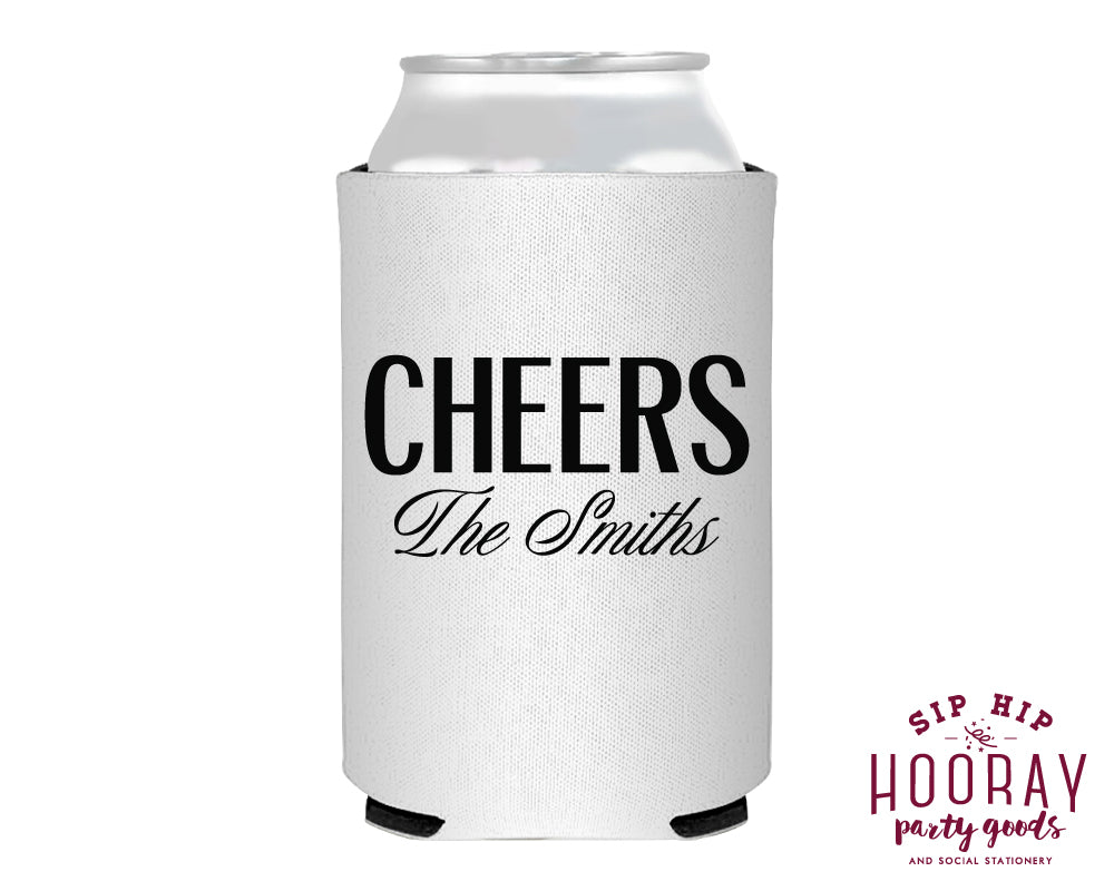 Cheers Wedding Last Name Foam Can Coolers