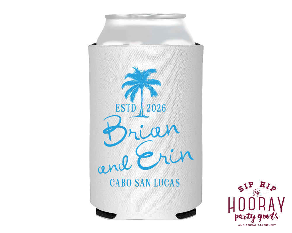 Custom Tropical Wedding Foam Can Coolers