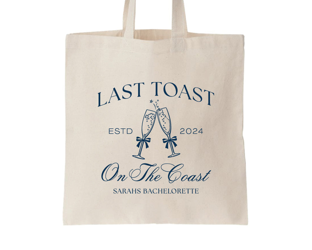 Last Toast on The Coast Champagne Bachelorette Party Tote Bags ...