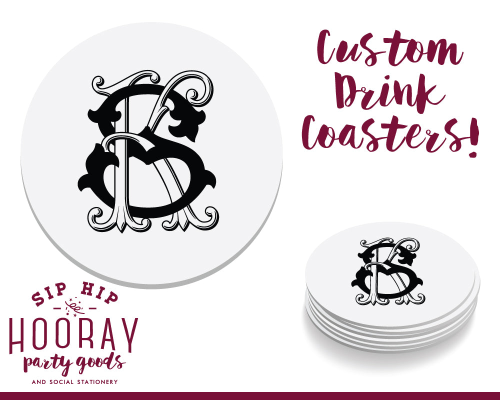 Last Name Formal Duogram Coasters, #3005