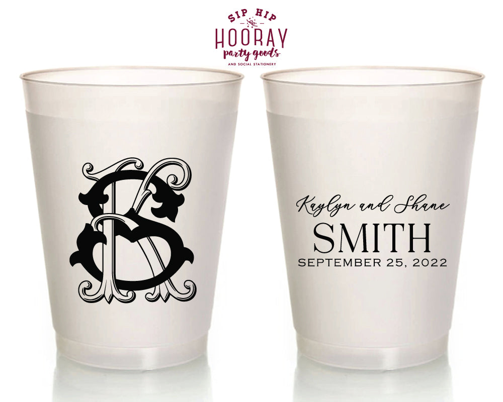 Last Name Formal Duogram Frosted Cups, #3005