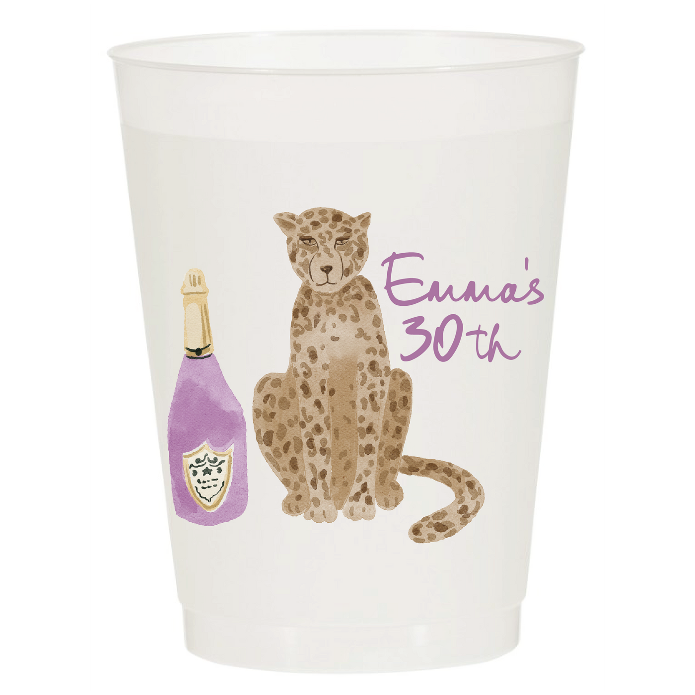 Leopard Champagne Birthday Cups