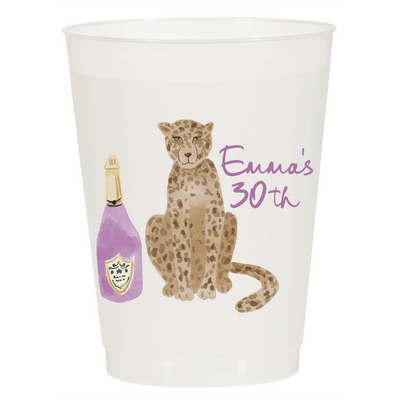 Leopard Champagne Birthday Cups