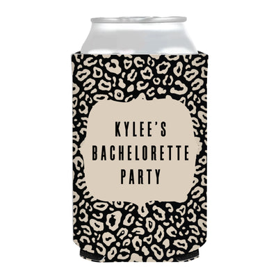 Leopard Print Bachelorette Party Full Color Can Coolers, Exotic Bachelorette Can Huggers