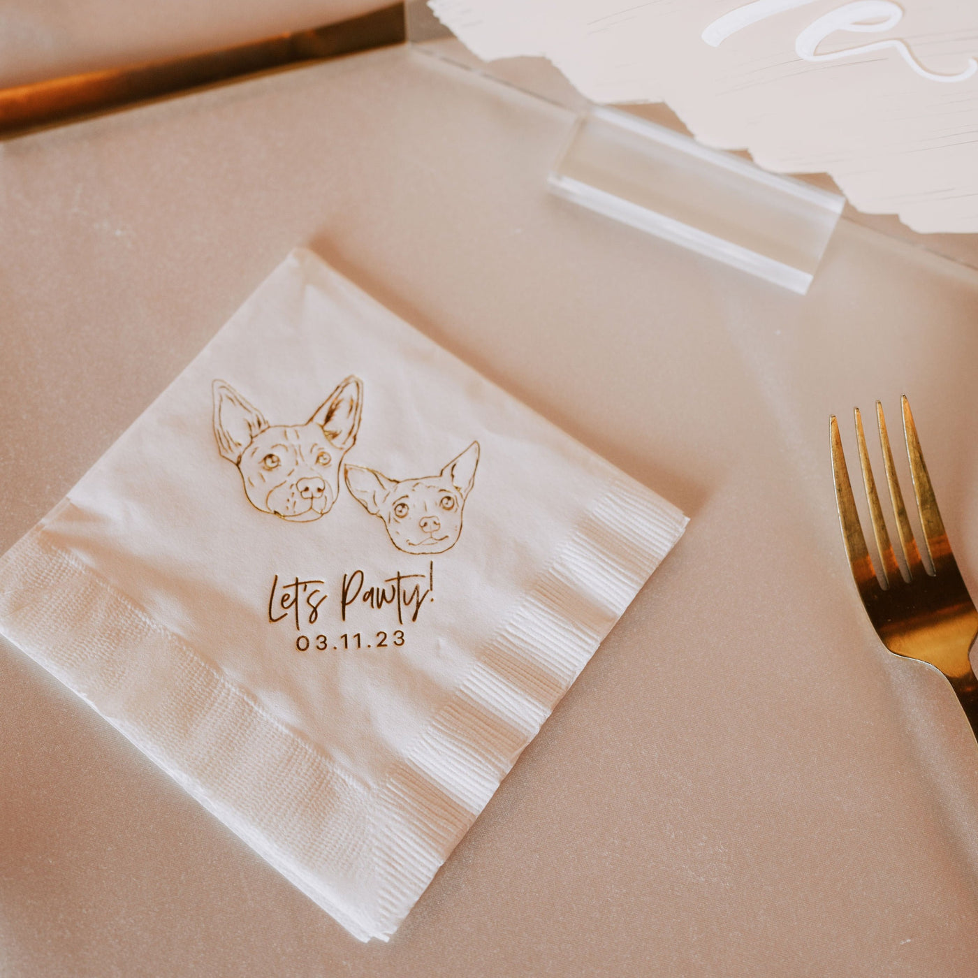 Cheers! Dog Drawing Pet Portrait Wedding Beverage Napkins