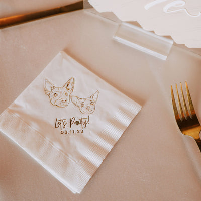 Cheers! Dog Drawing Pet Portrait Wedding Beverage Napkins