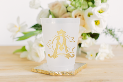 Locking Letter Duogram Monogram Frosted Cup