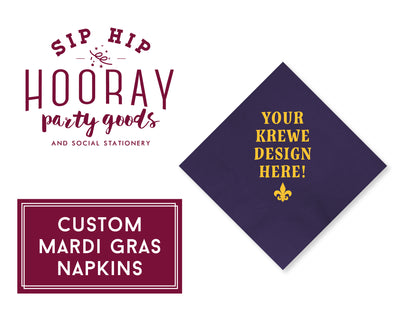 Personalized Mardi Gras Cocktail Napkins, Krewe, Laissez Les Bon Temps Rouler, Custom NOLA Beverage Napkins, 3ply napkin