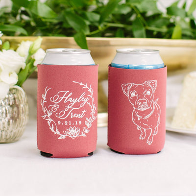 Custom Pet Drawing Neoprene Can Coolers