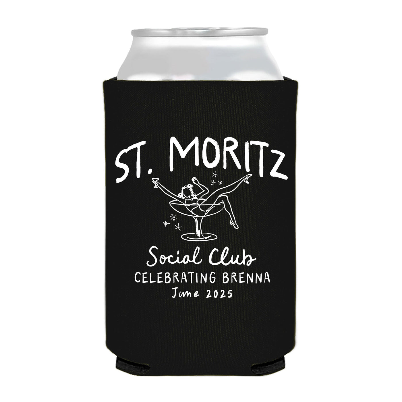 Martini Glass Bachelorette Social Club Can Coolers