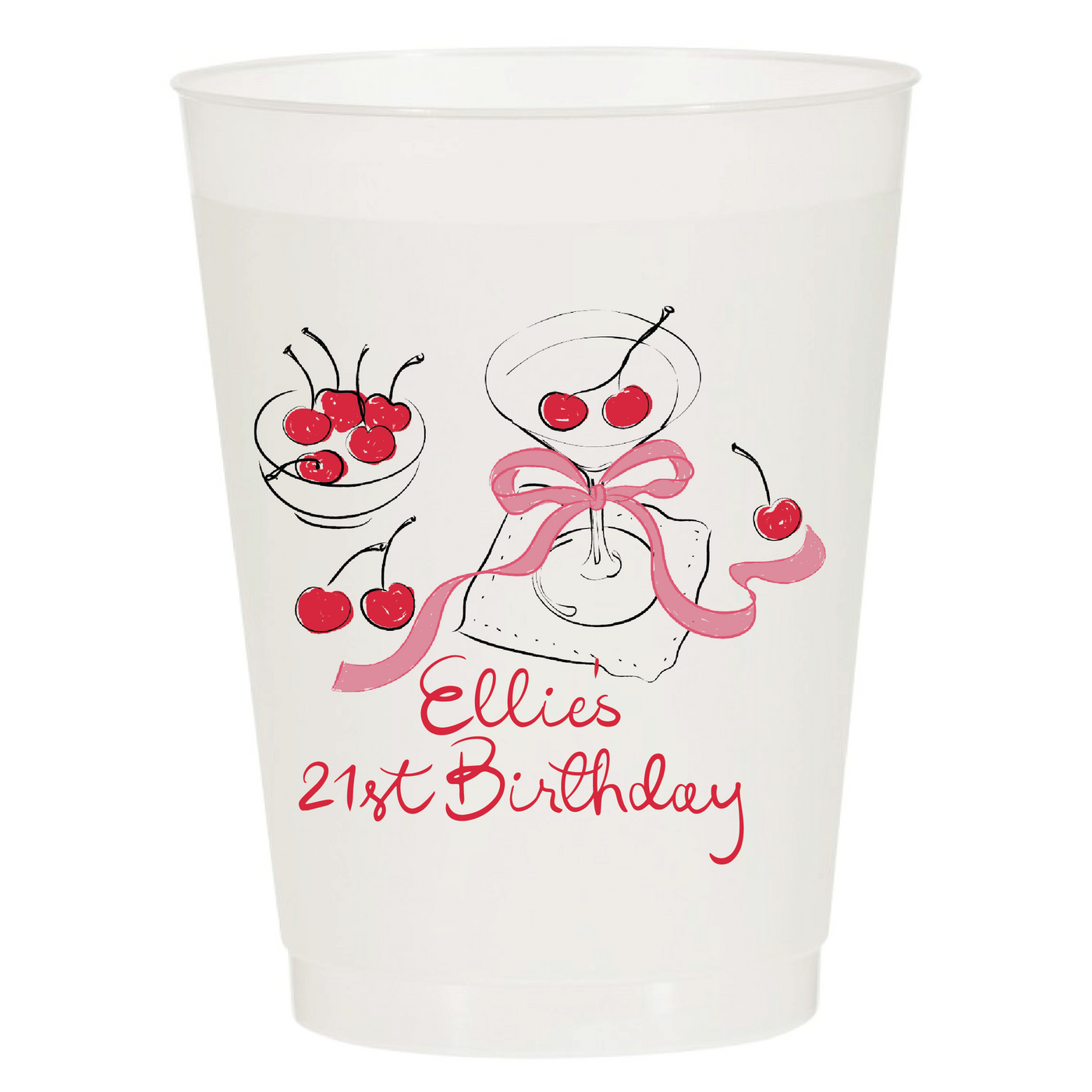 Martini Birthday Full Color Frosted Cups