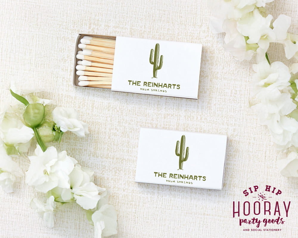 Palm Springs Saguaro Cactus Wedding Match Boxes
