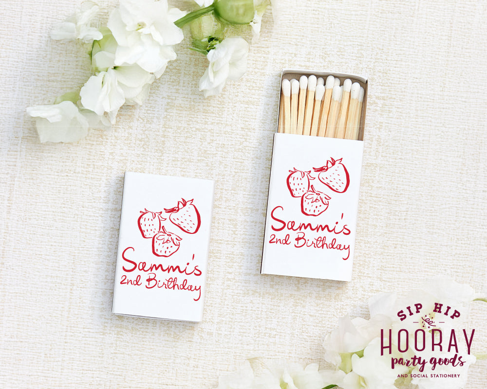 Happy 2nd Birthday Strawberries Matchboxes