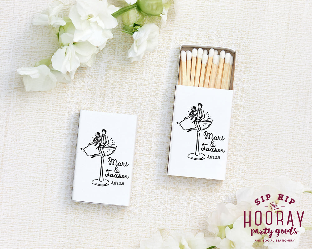 Hand Drawn Wedding Couple Matchboxes