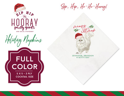 Meowy Catmas Christmas Full Color Napkins