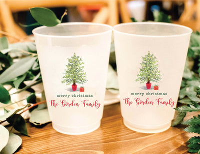 Merry Christmas Tree Full Color Frosted Cups