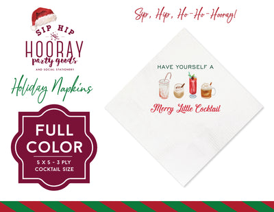Merry Little Cocktail Christmas Full Color Napkins