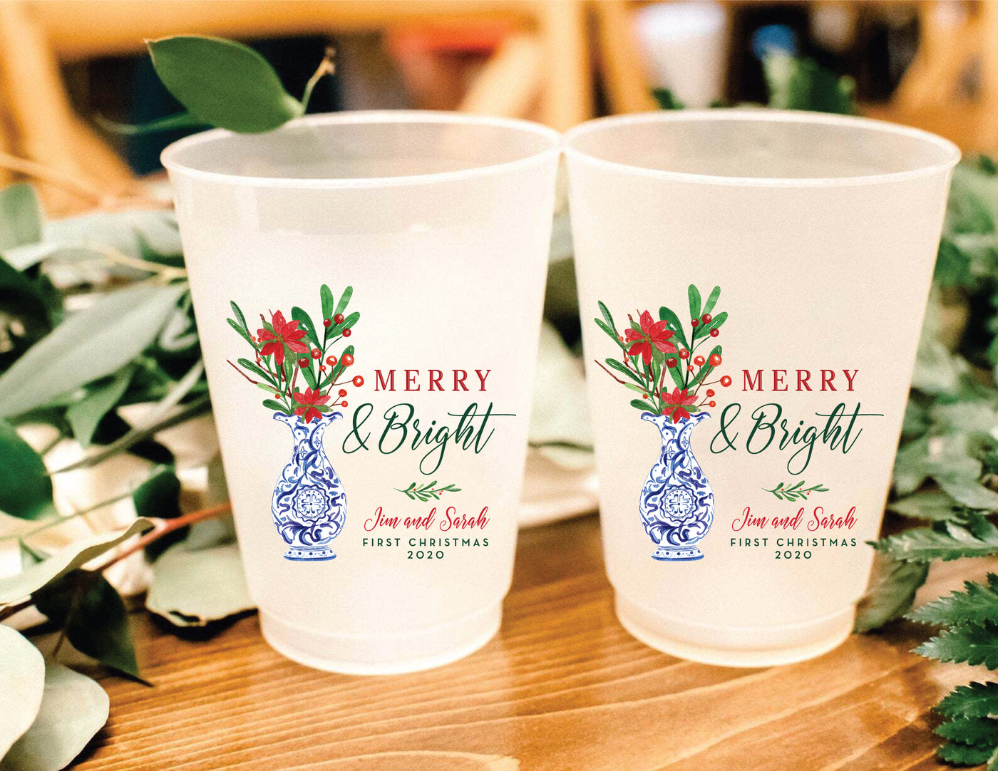 Merry and Bright Ginger Jar Full Color Frosted Cups