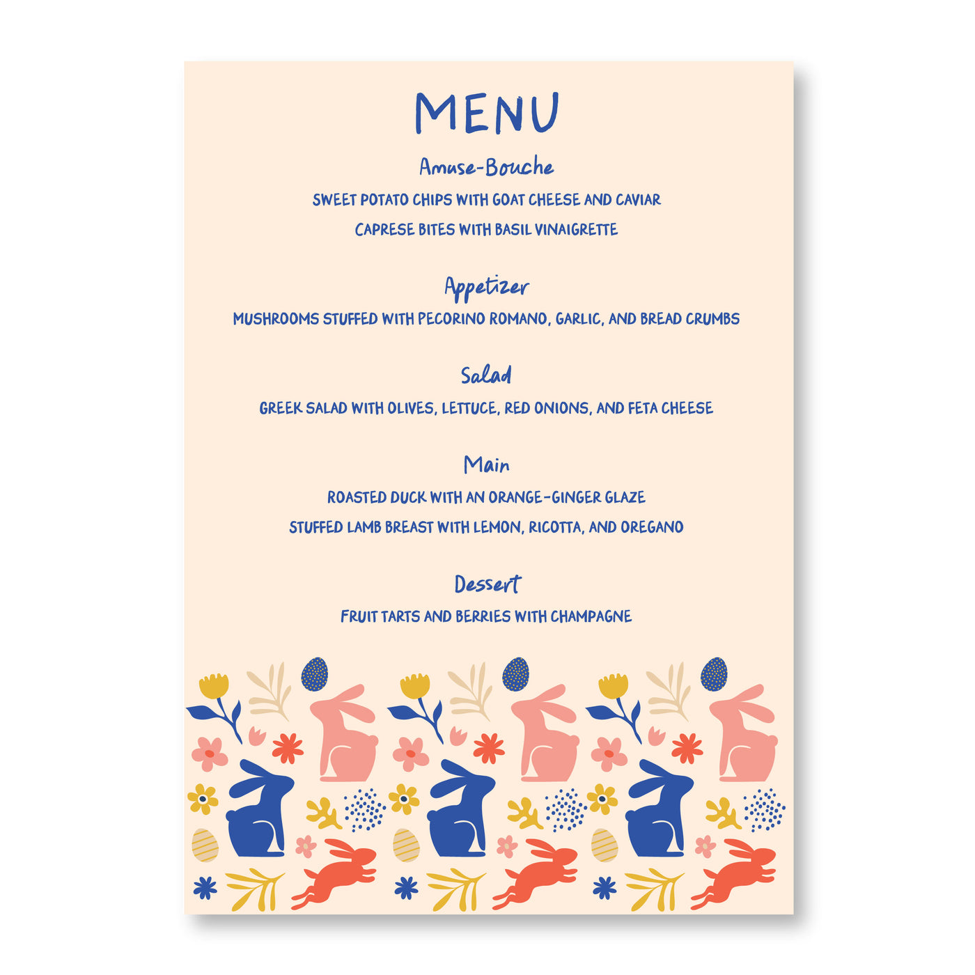 Mod Vibes Easter Menu