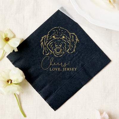 Modern Cheers Pet Drawing Cocktail Napkins
