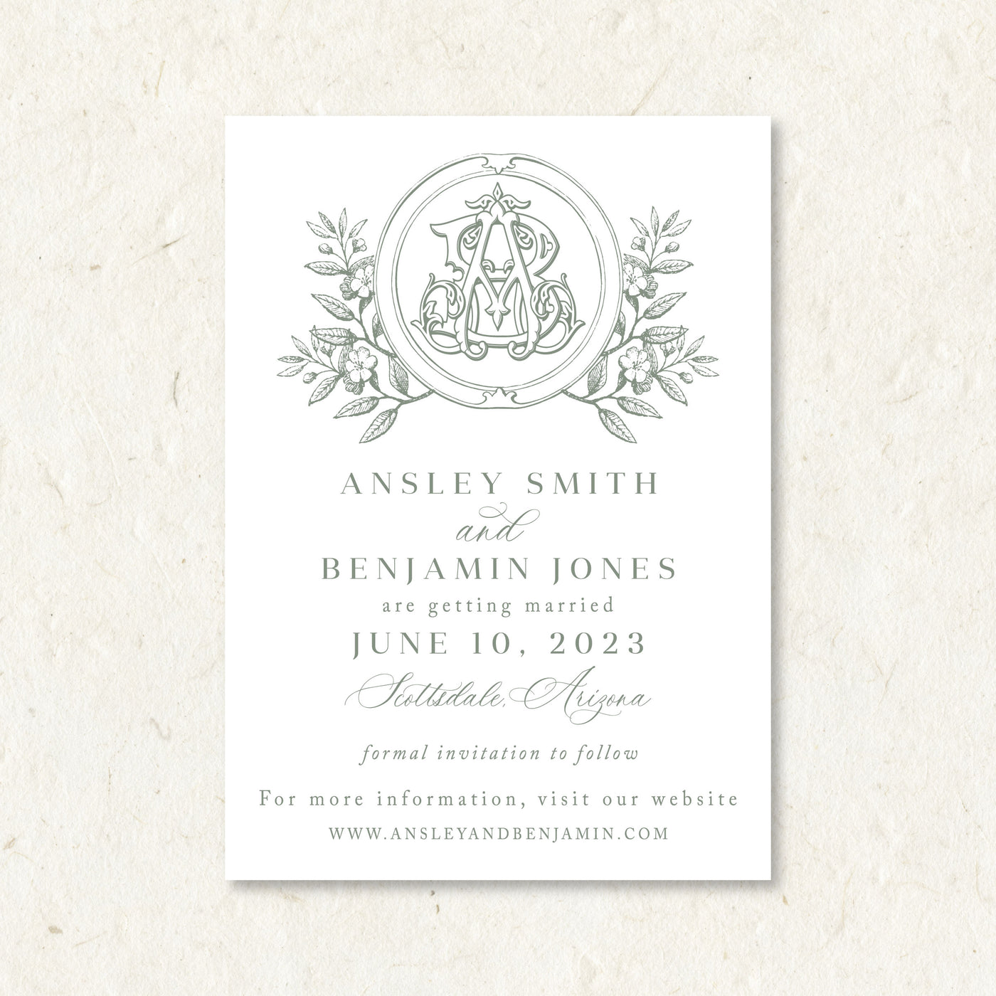 Save The Date | Duogram Crest Floral