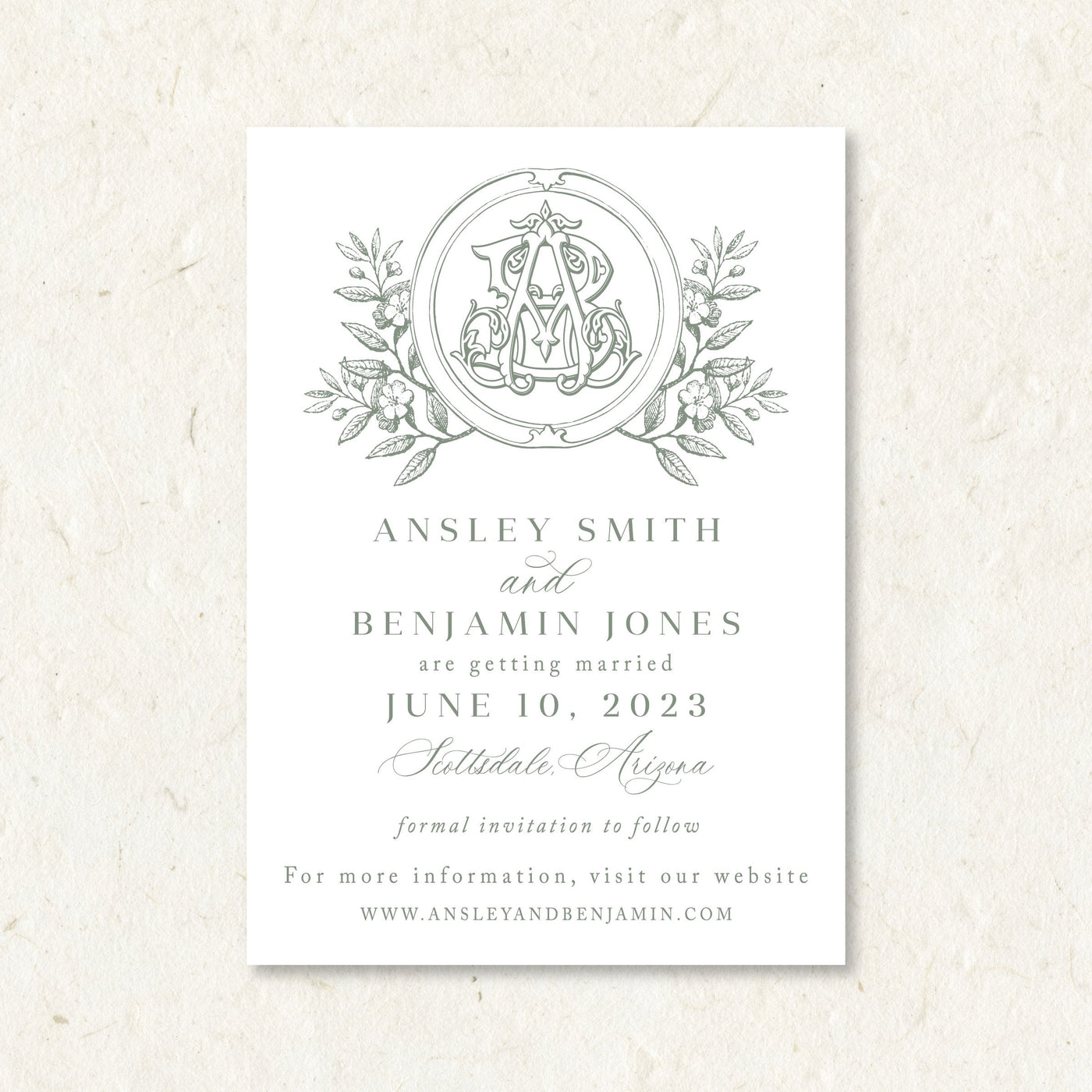 Save The Date | Duogram Crest Floral
