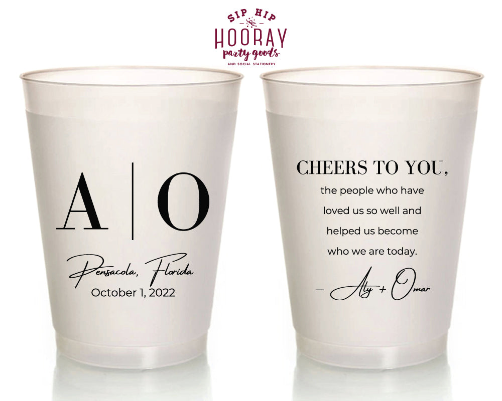 Monogram Cheers To You Wedding Frosted Cups, #3004