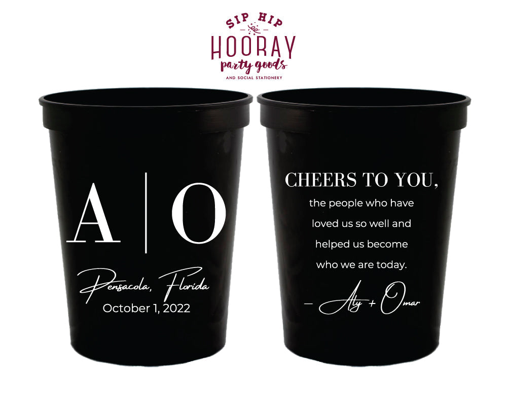 Monogram Cheers To You Wedding Stadium Cups, #3004