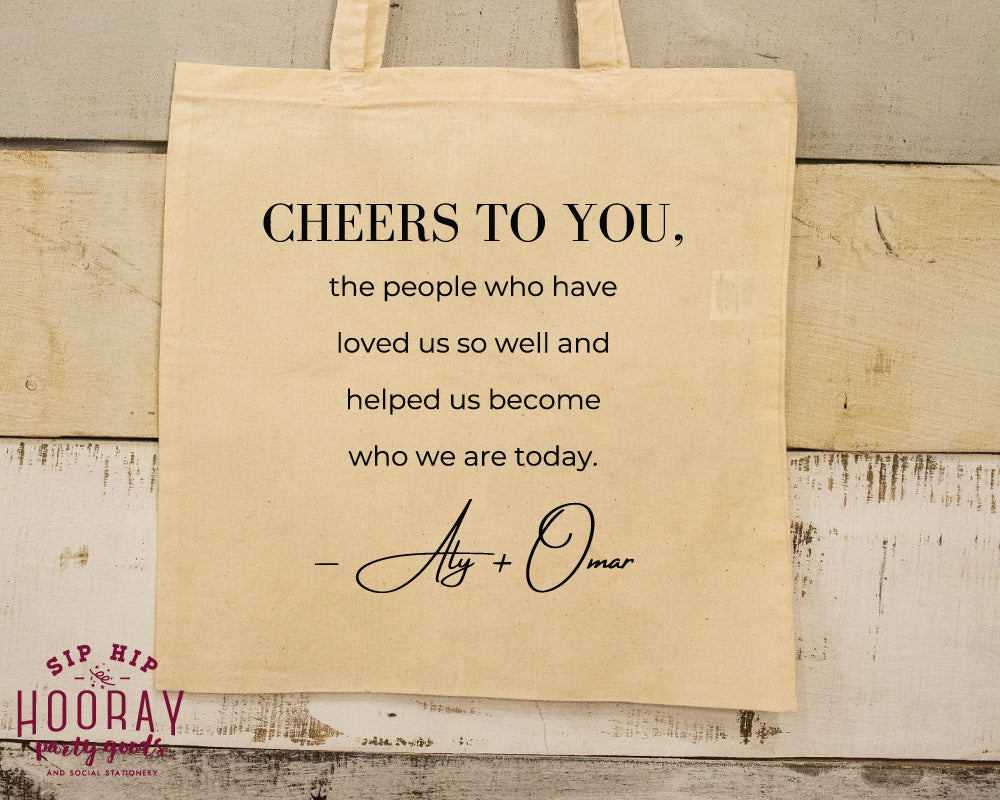Monogram Cheers To You Wedding Tote Bags, #3004