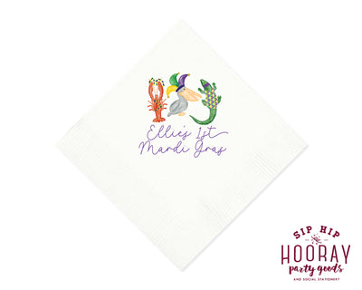 1st Birthday Mardi Gras Full Color Napkins
