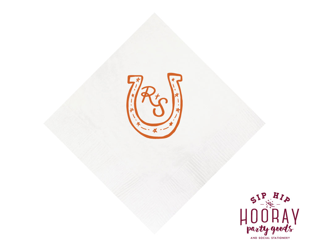 Custom Rustic Initials Horseshoe Napkins