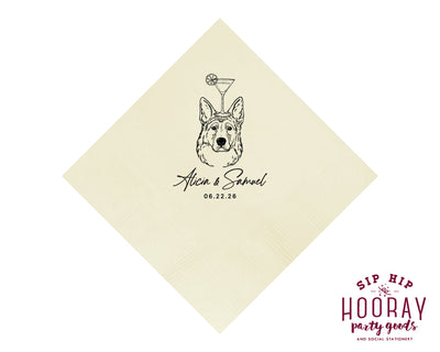 German Shepard Drawing Wedding Napkins