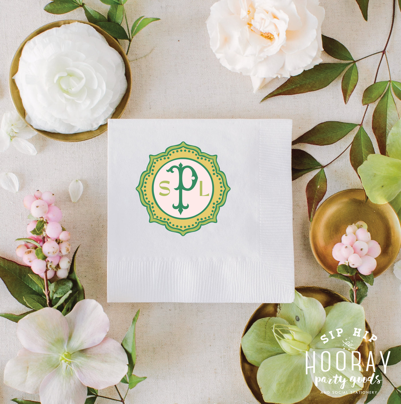 At Home Collection | Custom Initials Full Color Napkins