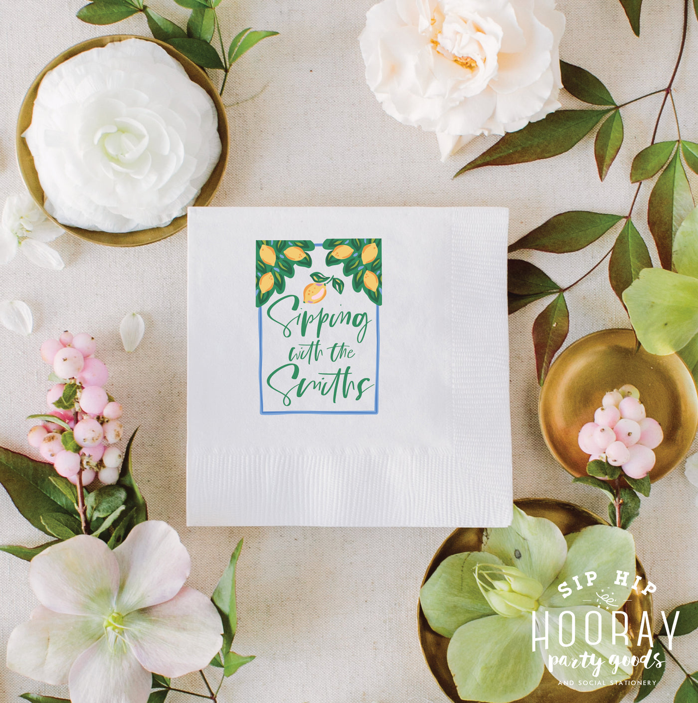 At Home Collection | Watercolor Lemons Full Color Napkins