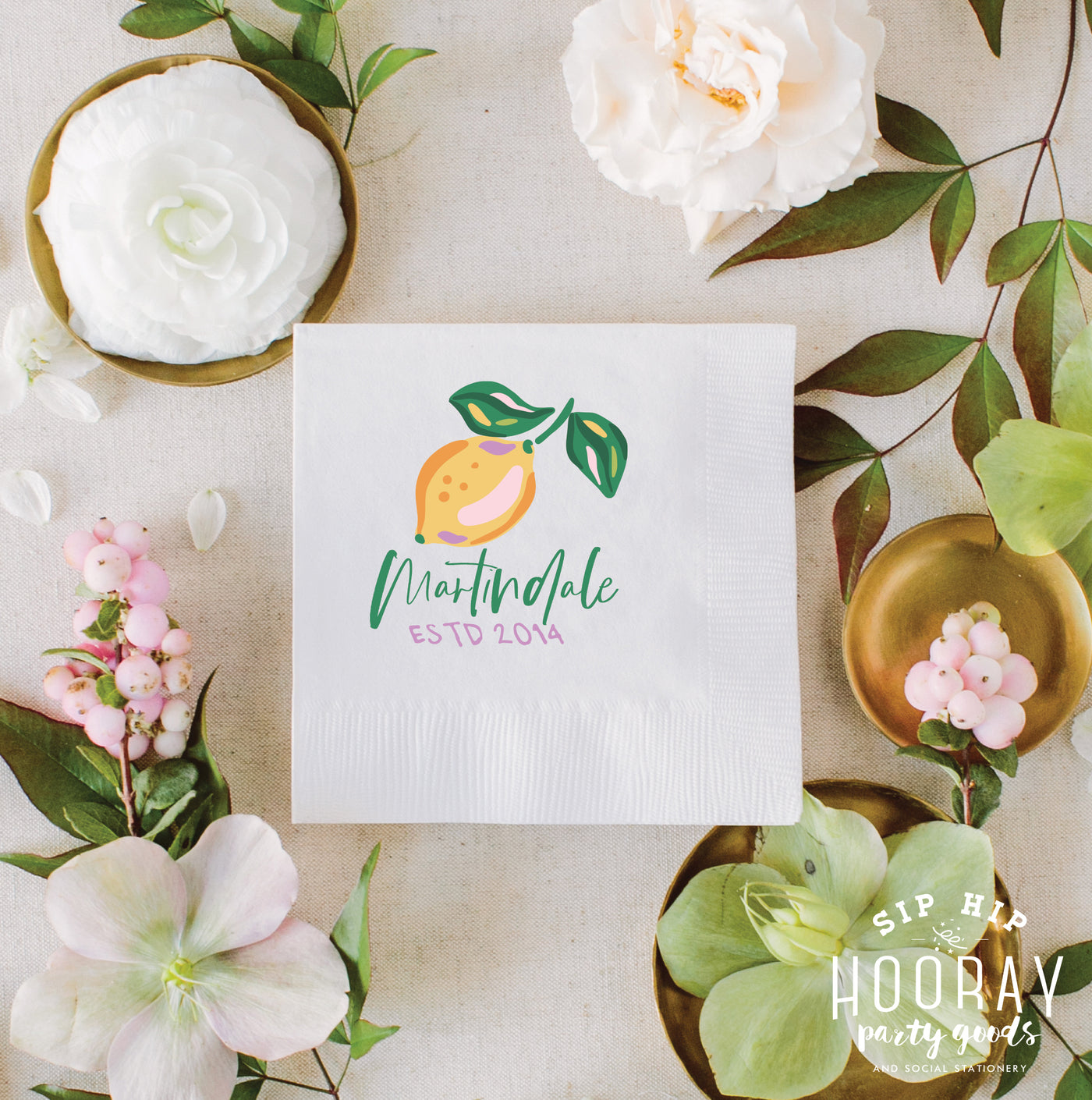 At Home Collection | Watercolor Lemon Full Color Napkins