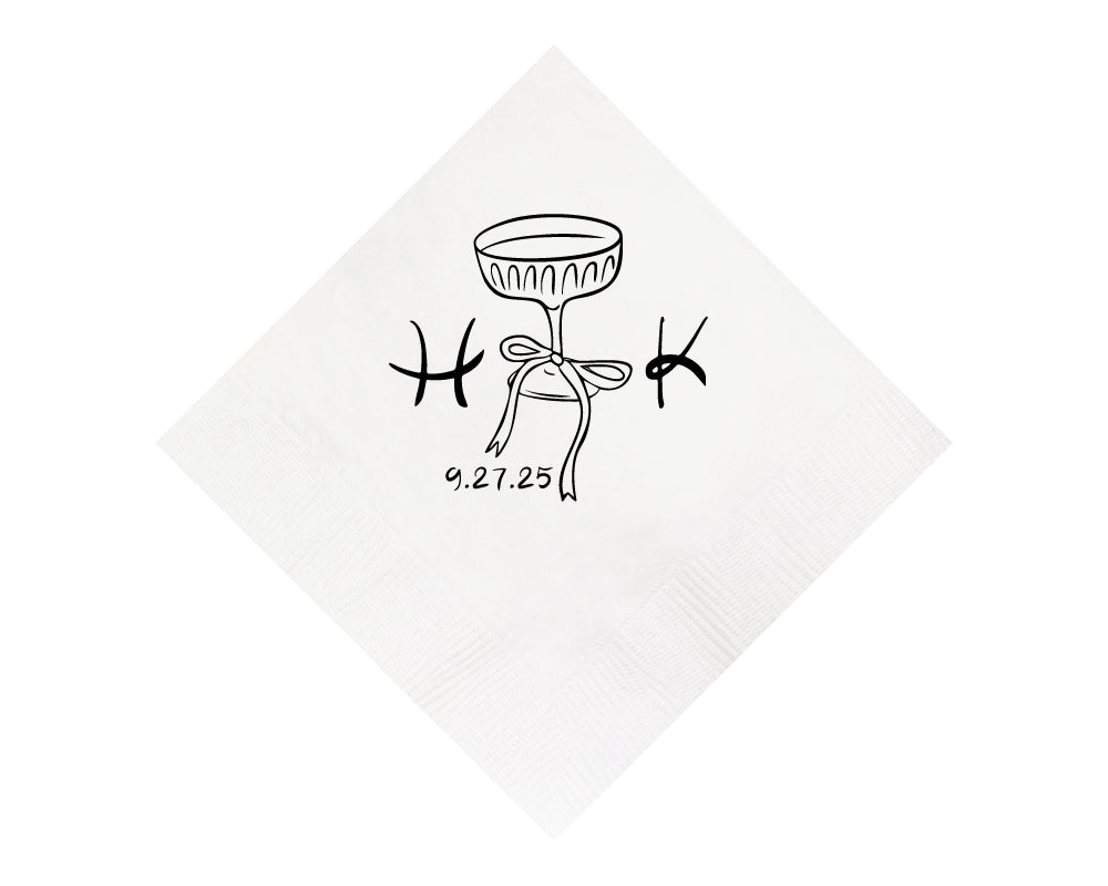 Custom Initials Martini Glass Napkins