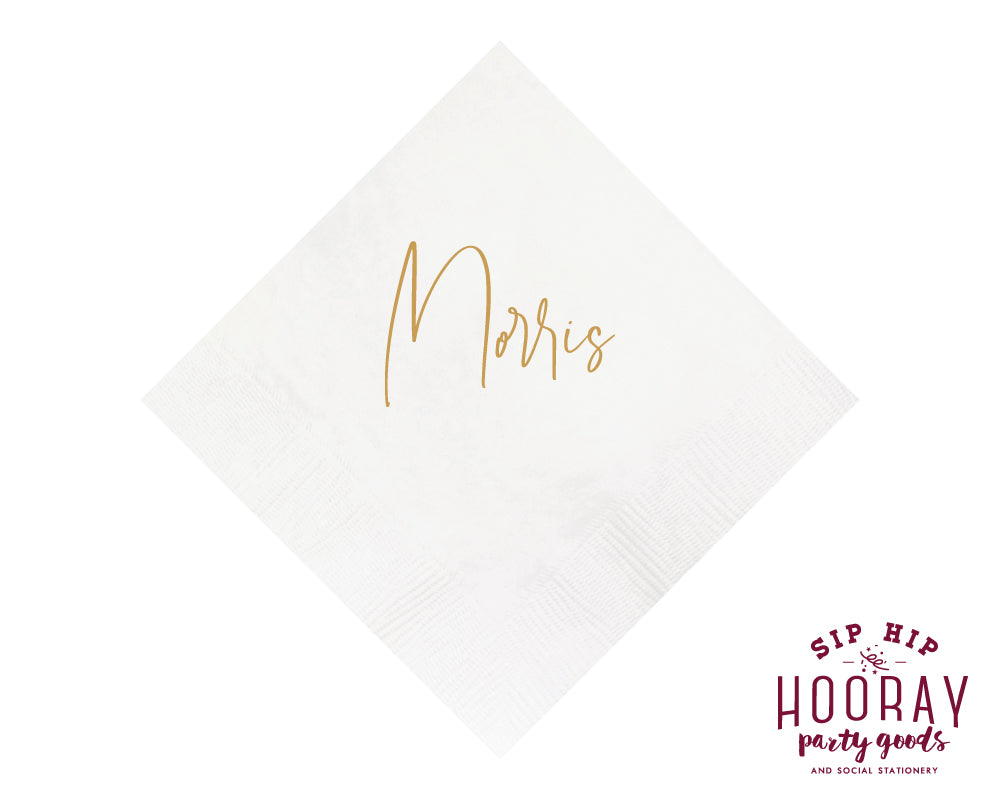 Elegant Script Last Name Napkins