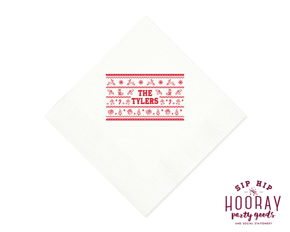 Family Christmas Pattern Napkins