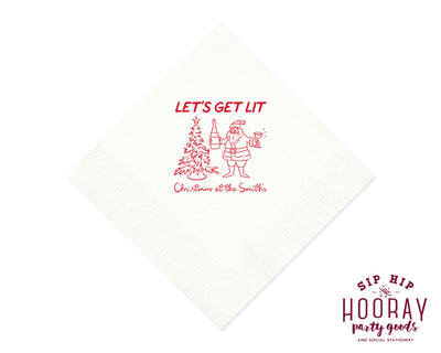 Let’s Get Lit Christmas Napkins