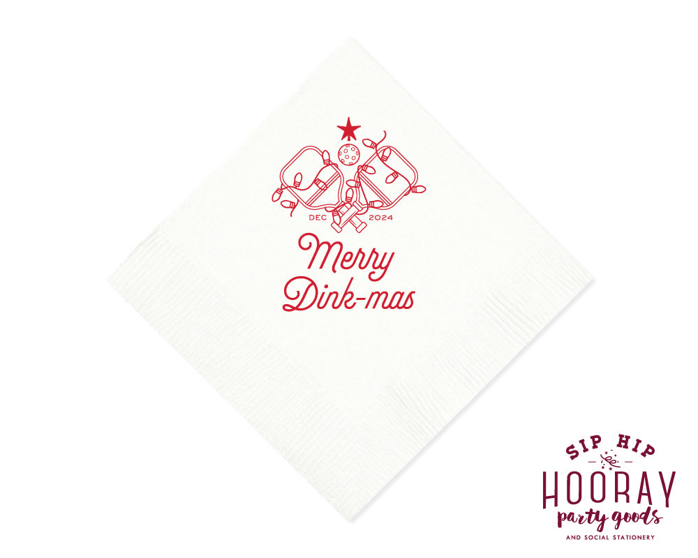 Mery Dink-mas Pickleball Christmas Napkins