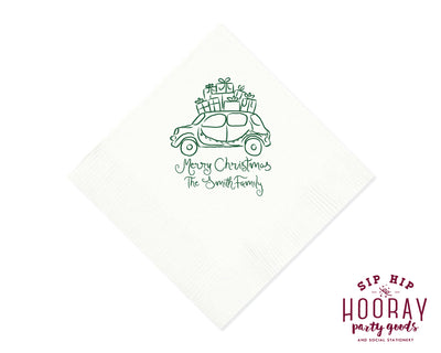 Car With Gifts Christmas Napkins